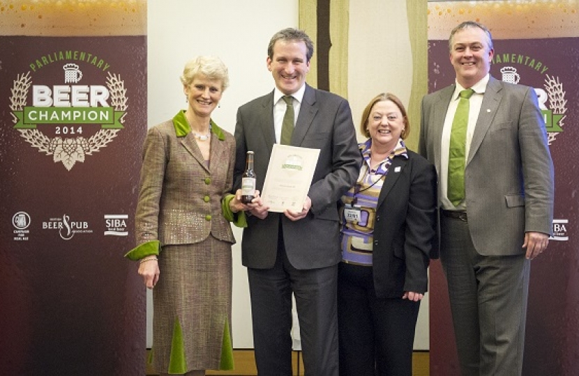 Damian with Brigid Simmons OBE (BBPA), Jackie Parker (CAMRA) & Keith Bott (SIBA)