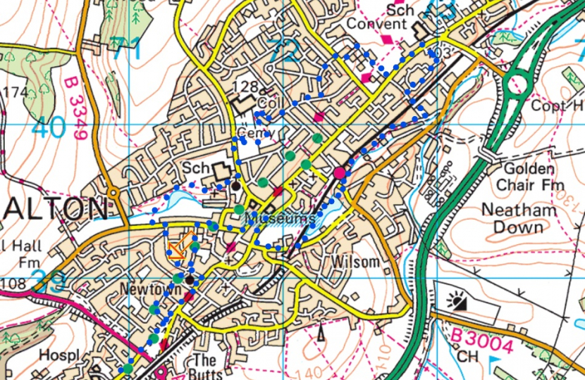 screenshot of proposed safe cycle route