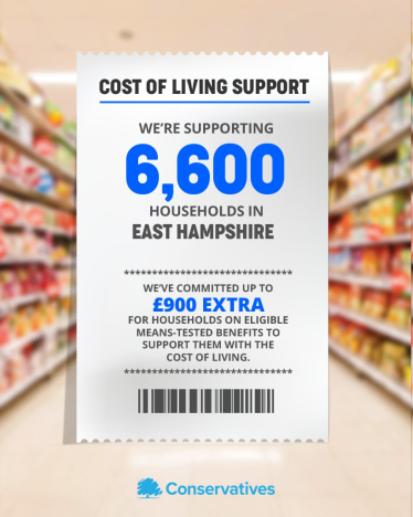 Image of a receipt with the number of people being supported by cost of living payments